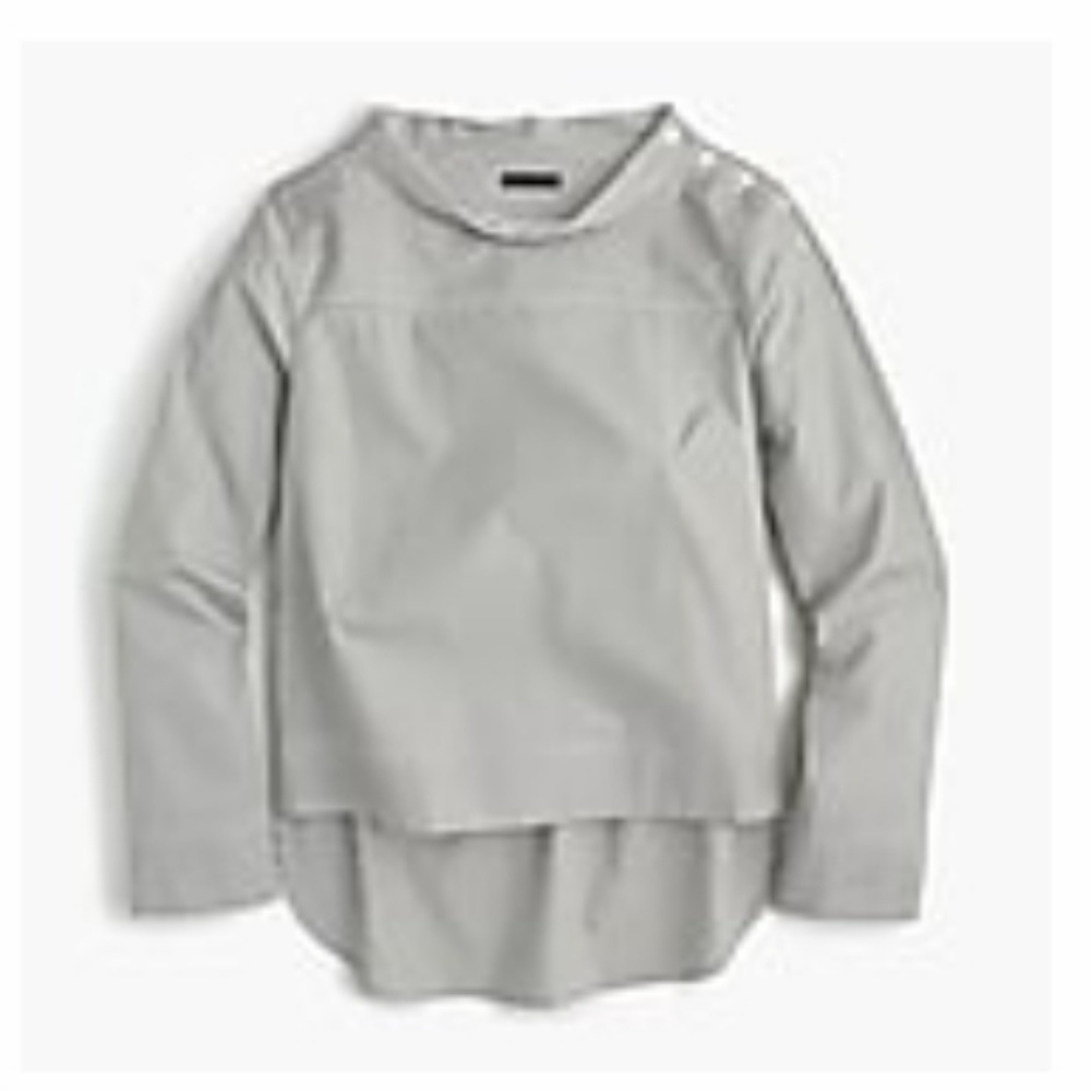 Olive striped J. Crew funnel neck shirt